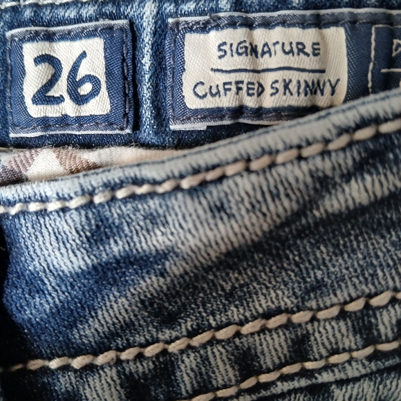 Miss Me Mid-Rise Signature Cuffed Skinny Embellished Denim Jeans Women's Size 26 - Picture 6 of 10